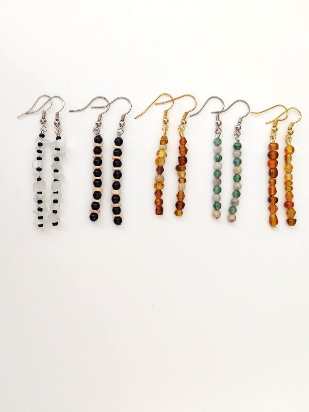 5 pair bundle of handcrafted dangle earrings